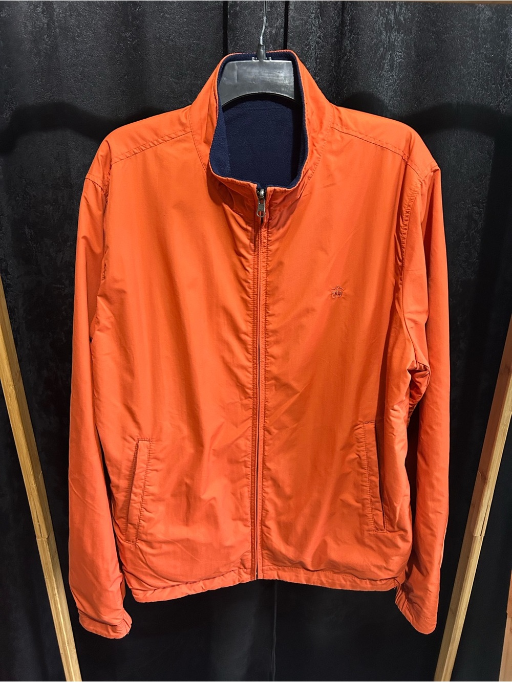 Brooks Brothers Orange Lightweight Zip-Front Reversible Jacket